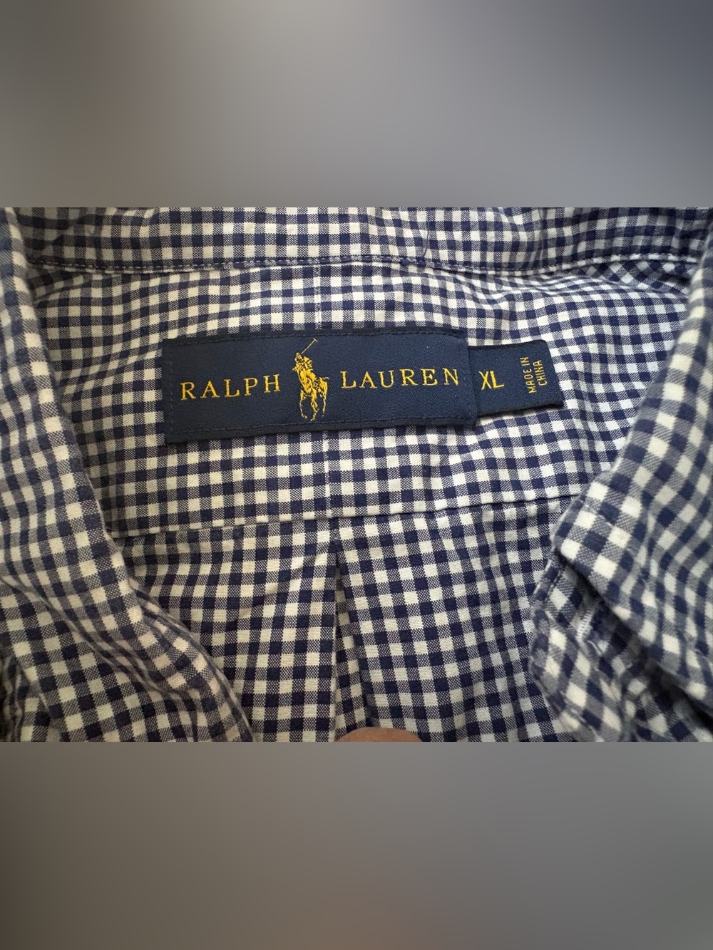 Ralph Lauren Navy and White Gingham long sleeve Button-Down Shirt - Picture 2 of 4